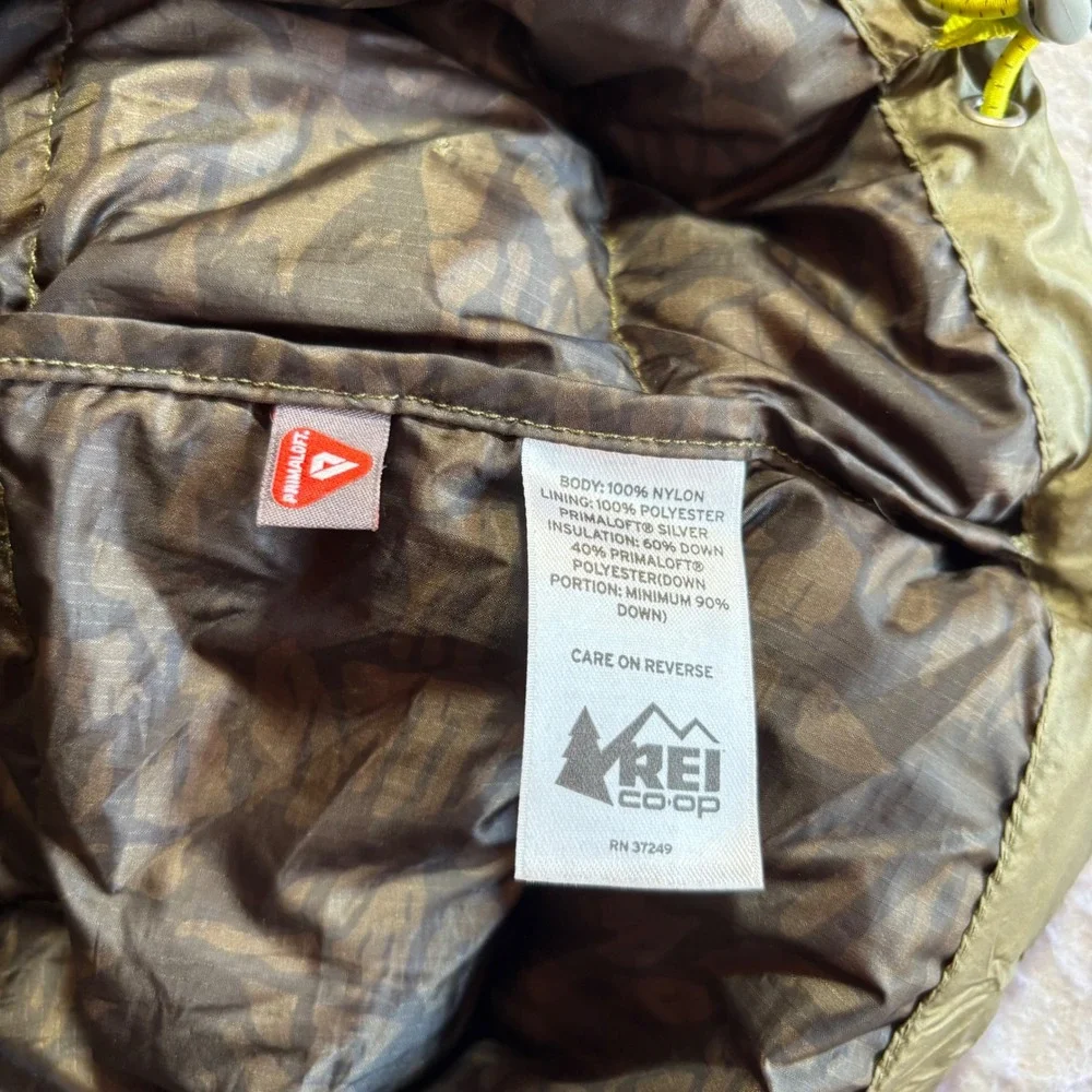 REI Co Op Down Puffer Vest Men Size S Green National Park Centennial Lightweight